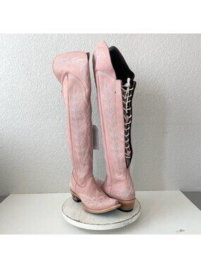Lane LEXINGTON Over the Knee Womens Cowboy Boots 9 Blush Pink Western Cowgirl